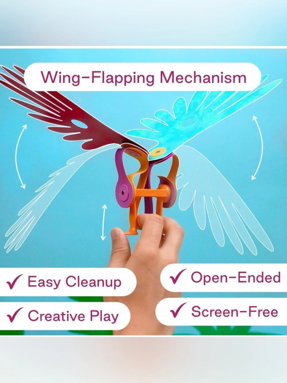 Clixo Jungle Birds Magnetic Building Set: Wing-Flapping Birds 24pc for Ages 6+